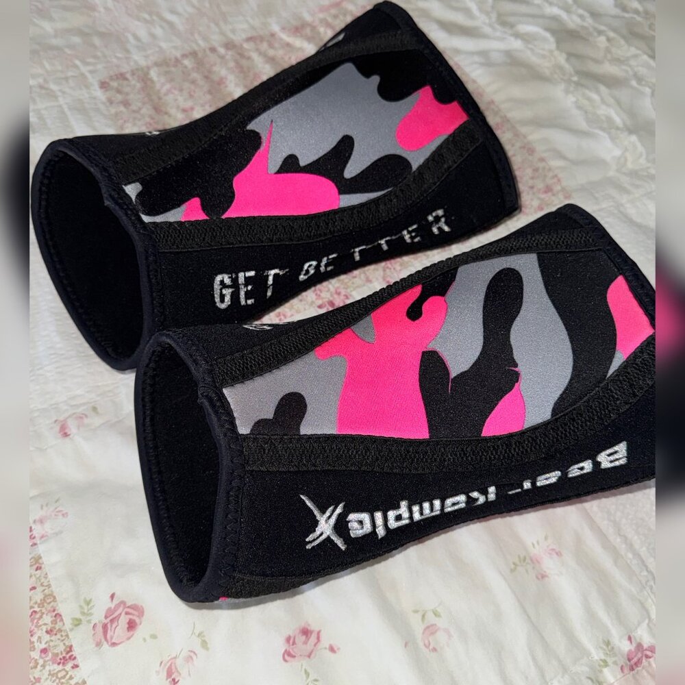 Bear Komplex Pink Camo Neoprene Compression Knee Sleeves - Picture 4 of 7